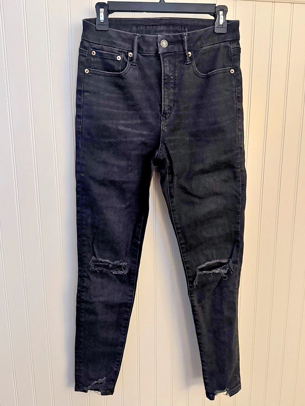 American Eagle The Jegging Distressed Black Skinny Jeans Size 6